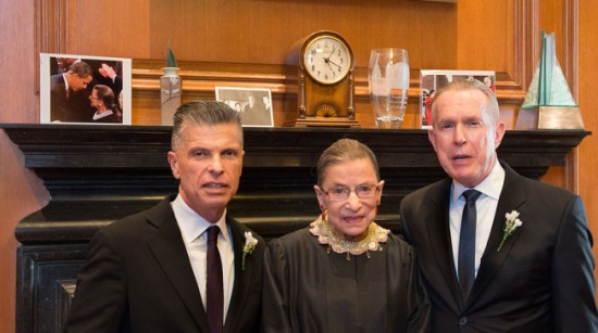 Photo credit: AP and TPM. In 2013, Justice Ruth Bader Ginsburg made history lwhen she presided over the first gay marriage inside the U.S. Supreme Court.